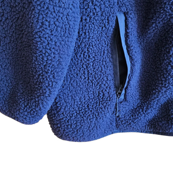 Lands End Fleece Jacket Berber Full Zip Navy Women's Size 1X - Picture 3 of 7